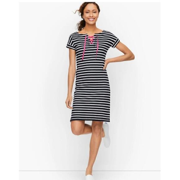 TALBOTS Terry Dress in Saltwater Stripe, sz XS - Picture 1 of 14